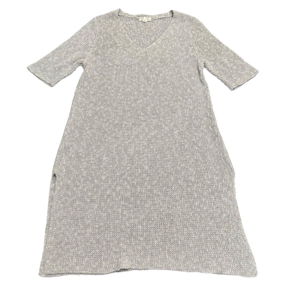 Eileen Fisher Organic Melange Linen Grain Knit Pullover Top‎ Tunic Size XS